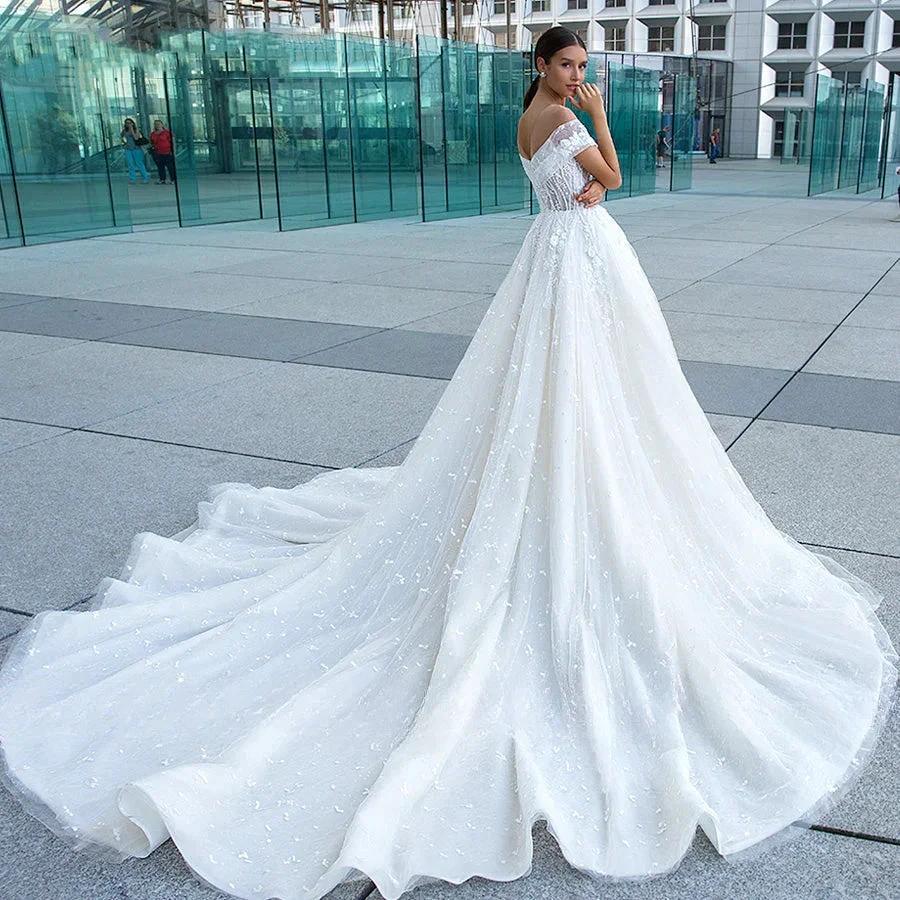 Sexy Sweetheart Lace Wedding Dresses Women's V-neck Decal Princess Wedding Formal Party 2023 Off Shoulder Beaded Romantic Bridal by payinti