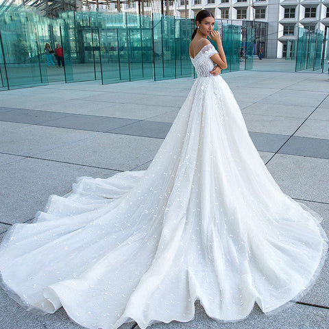 Sexy Sweetheart Lace Wedding Dresses Women's V-neck Decal Princess Wedding Formal Party 2023 Off Shoulder Beaded Romantic Bridal