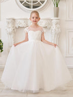 Ivory Detachable Train Princess First Communion Flower Girl Dress - photo 3