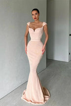 Mermaid Off The Shoulder Sweetheart Long Prom Dress with Sequins by BIZTUNNEL