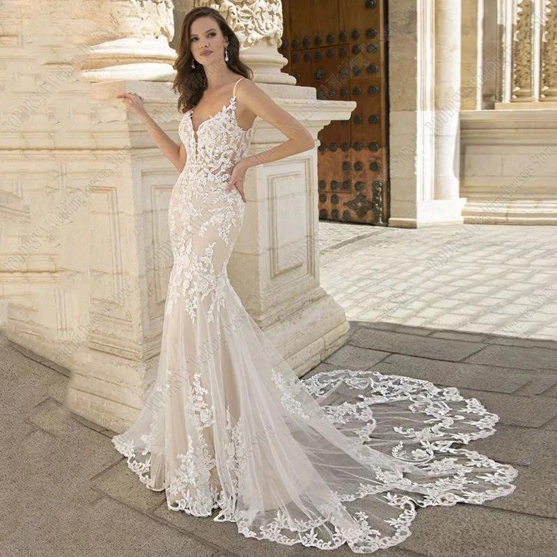 RODDRSYA Gorgeously Mermaid Wedding Dress For Bride Tulle Lace Appliques Court Train Sexy Wedding Gowns свадебное платье by payinti