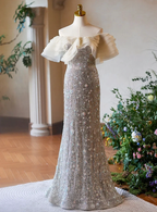Luxury Silver Mermaid Sequins Beading Prom Dress Formal Evening Dress Y7614 by simplepromdress