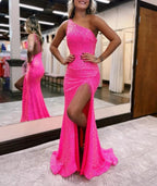 Adelina |Mermaid One-Shoulder Sequins Prom Dress With Tassels by KissProm
