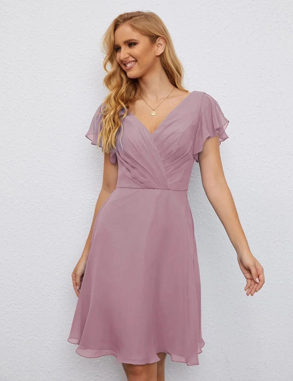 Numbersea U Back Homecoming Dress Formal Prom Dress Knee Length Short Sleeves Cocktail Party Dress 28077 by numbersea