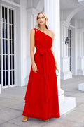 Ladies Chiffon One Shoulder Bridesmaid Evening Dress Wedding Party Evening Dress 28133 by numbersea