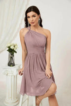 Numbersea Women Chiffon Short One Shoulder Bridesmaid Dress Formal Dresses for Party Homecoming 2804 by numbersea