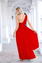 Ladies Chiffon One Shoulder Bridesmaid Evening Dress Wedding Party Evening Dress 28133 by numbersea