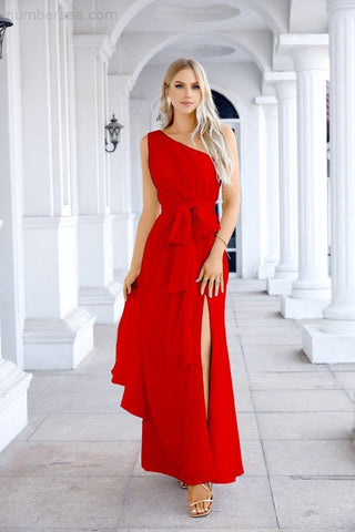 Ladies Chiffon One Shoulder Bridesmaid Evening Dress Wedding Party Evening Dress 28133