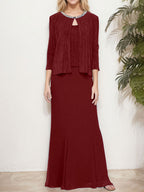 Metallic Mock Two-Piece Gown with Jacket