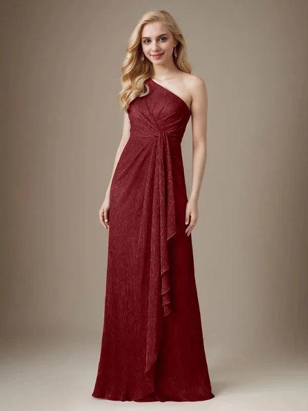Ruby Sheath One Shoulder Metallic Mesh Dress Mother of the Bride Dress by Dreamylily
