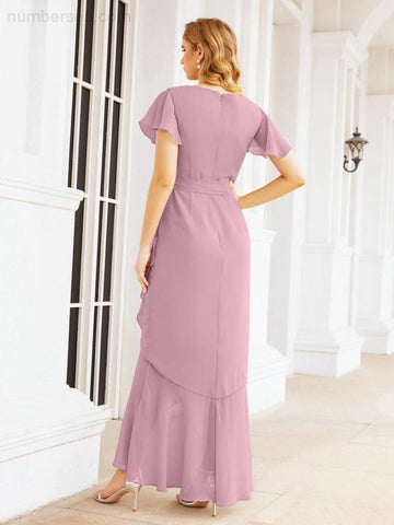 Numbersea Ruffled Bridesmaid Dresses Mermaid Formal Violin Evening Party Prom Gowns 28042