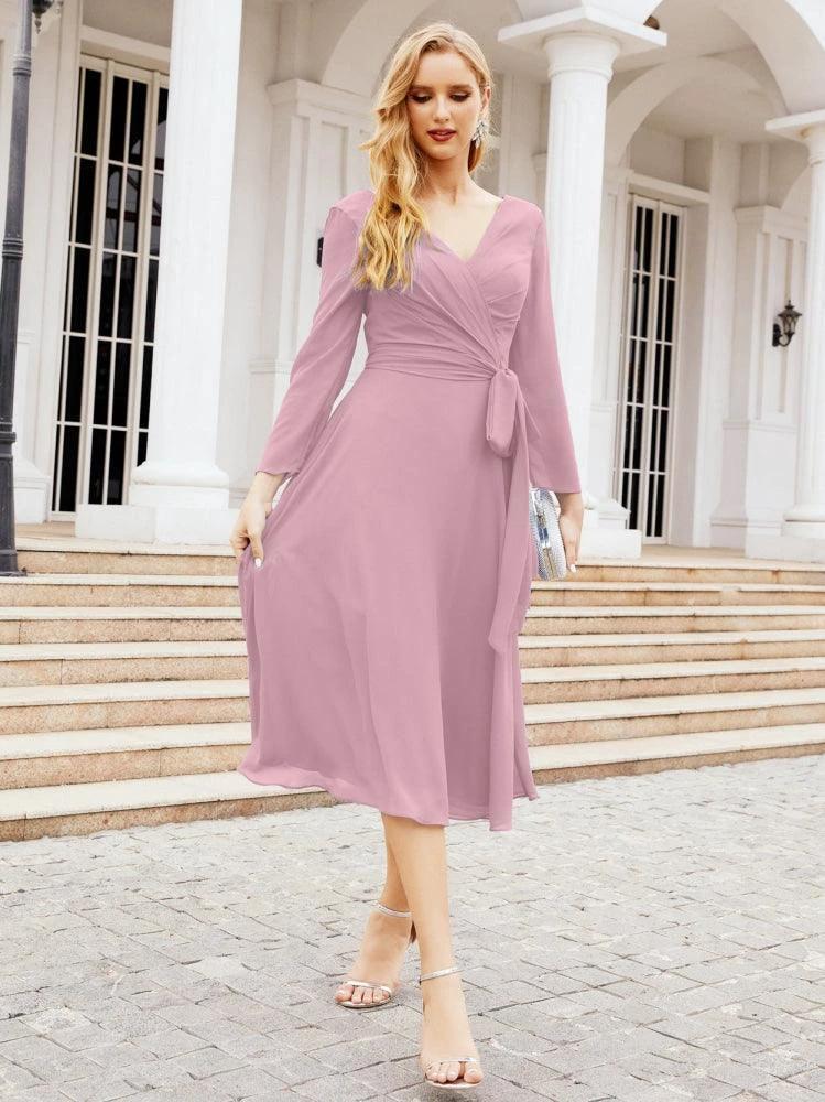 Bridesmaid Dress V-Back Waist Belt Mother of the Bride Wedding Guest SY28031 by numbersea