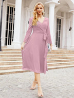 Bridesmaid Dress V-Back Waist Belt Mother of the Bride Wedding Guest SY28031 by numbersea