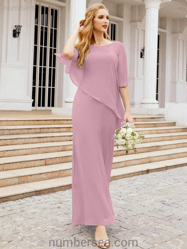 Sunnderly Formal Party Gown Dress Long Mother of The Bride Dresses with Ruffle Cape SY28026 by numbersea