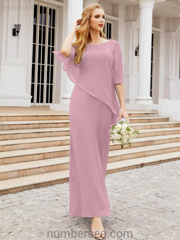 Sunnderly Formal Party Gown Dress Long Mother of The Bride Dresses with Ruffle Cape SY28026