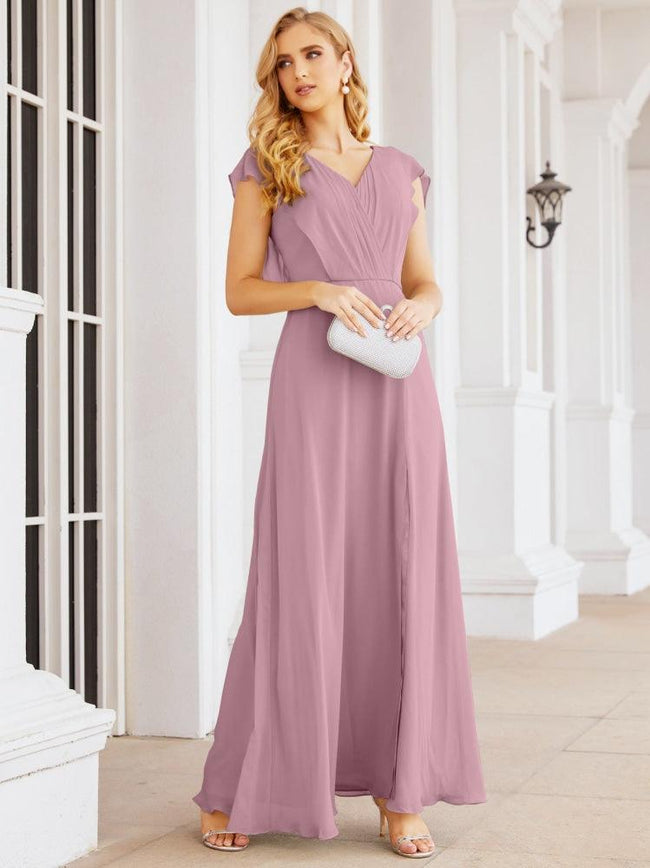 Sunnderly Bridesmaid Dresses Cape Formal Prom Dress Open Back Gowns for Mother of The Bride SY28058 Hover Image