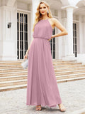Numbersea Halter Long Bridesmaid Dresses Formal A line Juniors Dress 28029 by numbersea