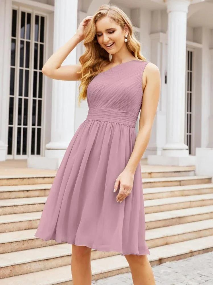 Numbersea Homecoming Dress One Shoulder Pleated Short Formal Prom Gowns 28046 by numbersea