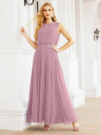 Numbersea Sleeveless Long Bridesmaid Dress A line Formal Evening Prom Gown 28025