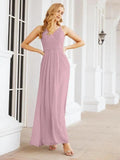 Numbersea Spaghetti Strap Bridesmaid Dresses V-Neck Long A-Line Formal Prom Gowns 28063 by numbersea