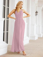 Numbersea Spaghetti Strap Bridesmaid Dresses V-Neck Long A-Line Formal Prom Gowns 28063 by numbersea