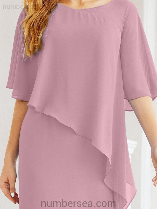 Sunnderly Formal Party Gown Dress Long Mother of The Bride Dresses with Ruffle Cape SY28026 Main Image