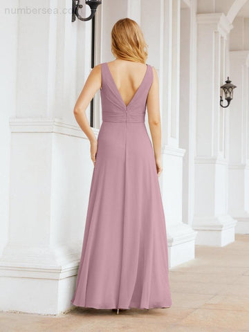 Numbersea Bridesmaid Dresses for Wedding Ruffles Long Formal Prom Gowns 28039