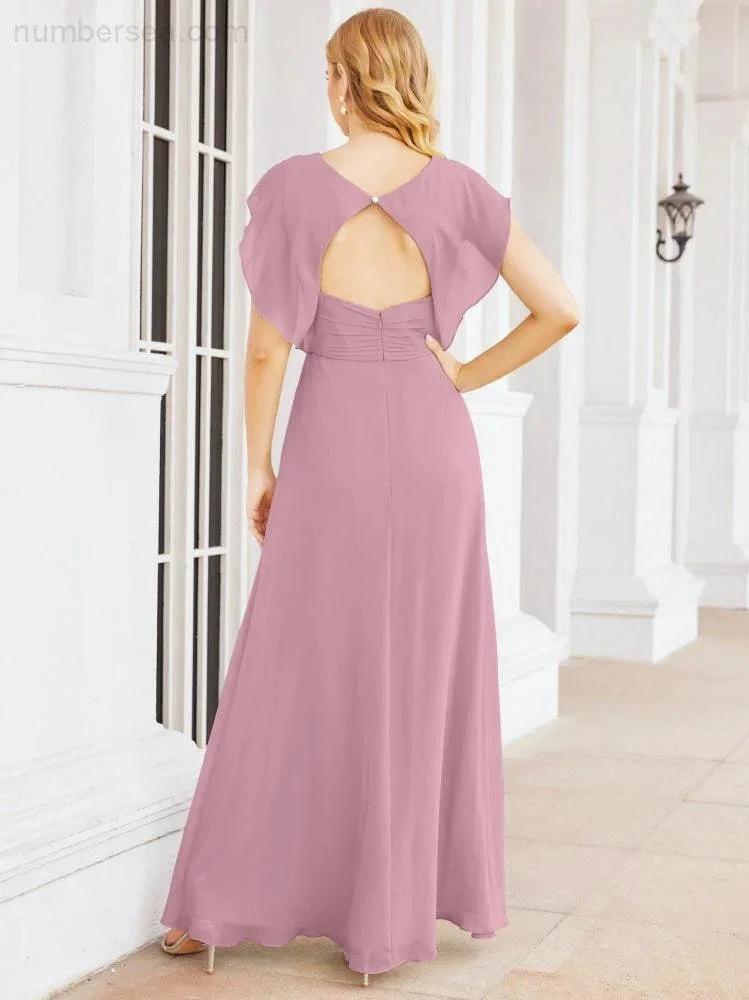 Sunnderly Bridesmaid Dresses Cape Formal Prom Dress Open Back Gowns for Mother of The Bride SY28058 by numbersea
