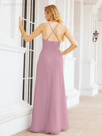 Numbersea Halter Bridesmaid Dresses with Pockets Sleeveless Formal Evening Party Prom Gowns 28055 by numbersea