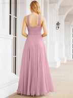 Numbersea Abiti da damigella incrociati con collo all'americana per festa, matrimonio, sera, ballo di fine anno, abiti lunghi da ballo 28053