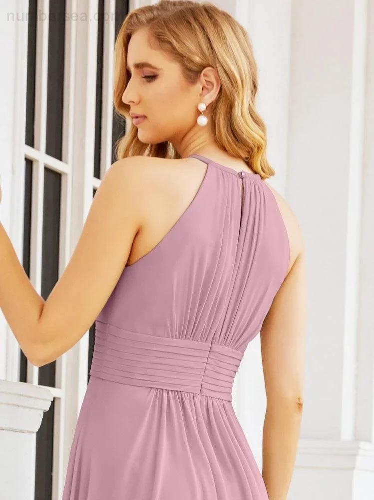 Numbersea Keyhole Bridesmaid Dresses Sleeveless Formal Evening Party Prom Gowns 28043 by numbersea