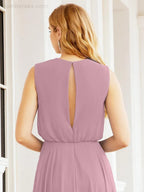 Numbersea Sleeveless Long Bridesmaid Dress A line Formal Evening Prom Gown 28025