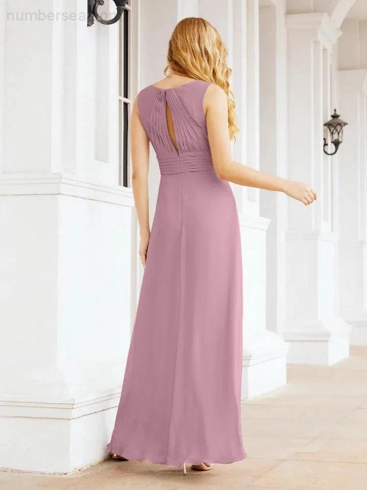 Formal Prom Gown Elegant V-Neck Sleeveless Bridesmaid Dresses for Wedding Party 28037 by numbersea