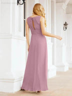 Formal Prom Gown Elegant V-Neck Sleeveless Bridesmaid Dresses for Wedding Party 28037 by numbersea