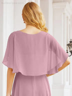 Numbersea Bridesmaid Dresses for Wedding Formal Evening Party Prom Gown with Cape 28050