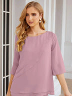 Sunnderly Elegant 2 Piece Mother of The Bride Dress Plus Size Pant Suits Ruffle Layers Sliver Housecoat SY28064 by numbersea