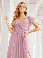 Bridesmaid Dresses with Flutter Sleeves Formal Evening Party Prom Gowns 28044 by numbersea