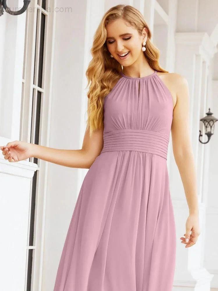Numbersea Keyhole Bridesmaid Dresses Sleeveless Formal Evening Party Prom Gowns 28043 by numbersea