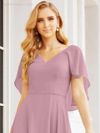 Numbersea Bridesmaid Dresses for Wedding Formal Evening Party Prom Gown with Cape 28050