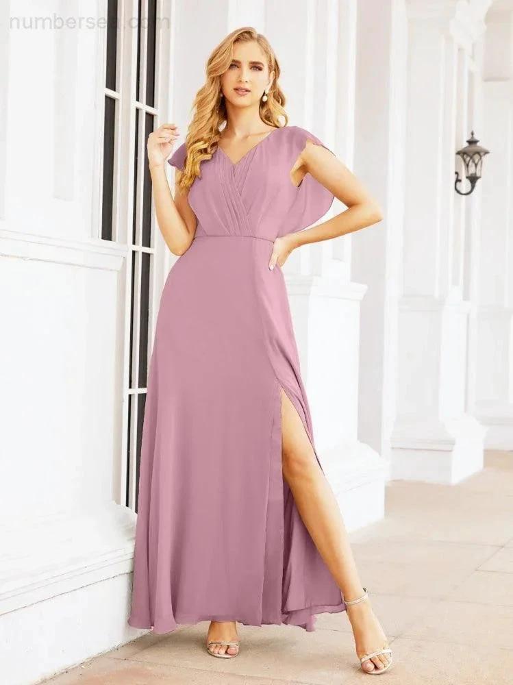 Sunnderly Bridesmaid Dresses Cape Formal Prom Dress Open Back Gowns for Mother of The Bride SY28058 by numbersea