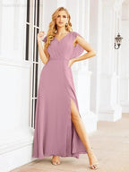 Sunnderly Bridesmaid Dresses Cape Formal Prom Dress Open Back Gowns for Mother of The Bride SY28058 by numbersea