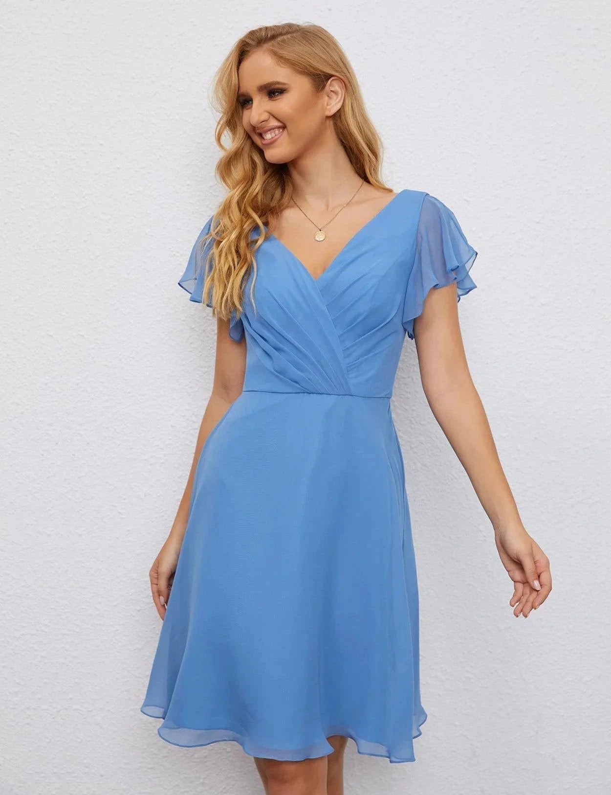 Numbersea U Back Homecoming Dress Formal Prom Dress Knee Length Short Sleeves Cocktail Party Dress 28077 by numbersea