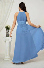 Numbersea Formal Party Gown Dress Chiffon Halter Long Sleeveless Bridesmaid Dresses 2802 by numbersea