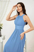 Numbersea Formal Party Gown Dress Chiffon Halter Long Sleeveless Bridesmaid Dresses 2802 by numbersea