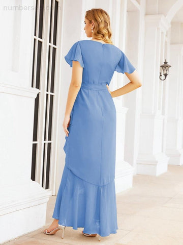 Numbersea Ruffled Bridesmaid Dresses Mermaid Formal Violin Evening Party Prom Gowns 28042