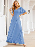Numbersea Bridesmaid Dresses for Wedding Formal Evening Party Prom Gown with Cape 28050