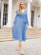 Bridesmaid Dress V-Back Waist Belt Mother of the Bride Wedding Guest SY28031 by numbersea