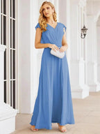 Sunnderly Bridesmaid Dresses Cape Formal Prom Dress Open Back Gowns for Mother of The Bride SY28058 by numbersea