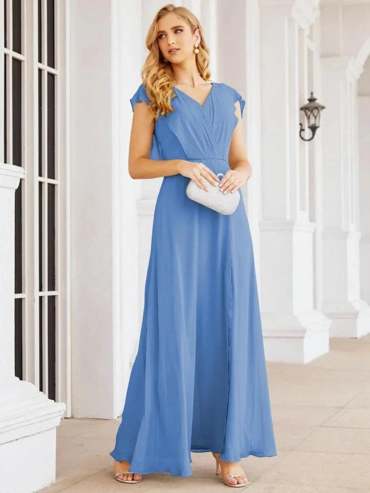 Sunnderly Bridesmaid Dresses Cape Formal Prom Dress Open Back Gowns for Mother of The Bride SY28058 by numbersea
