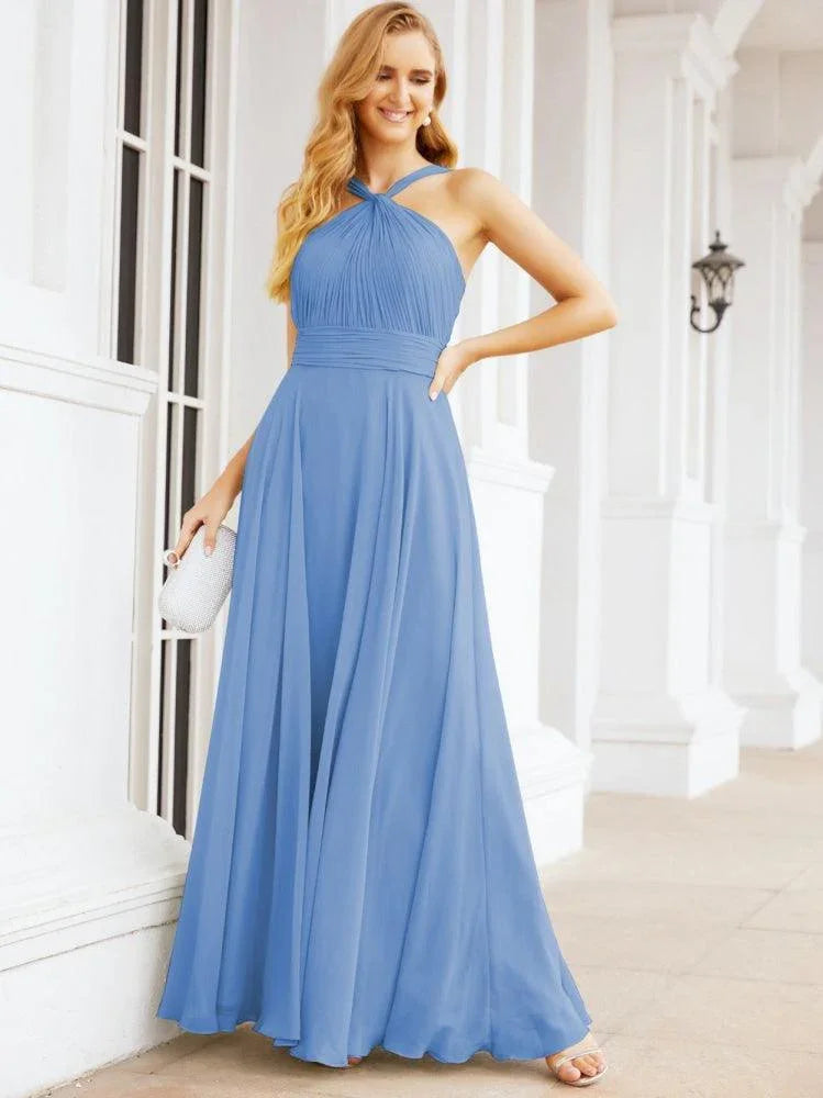 Numbersea Abiti da damigella incrociati con collo all'americana per festa, matrimonio, sera, ballo di fine anno, abiti lunghi da ballo 28053